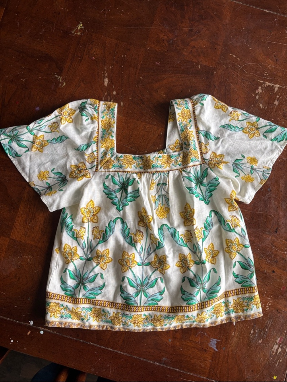 Women's Draper James Floral Square-Neck Top in Yellow & Green